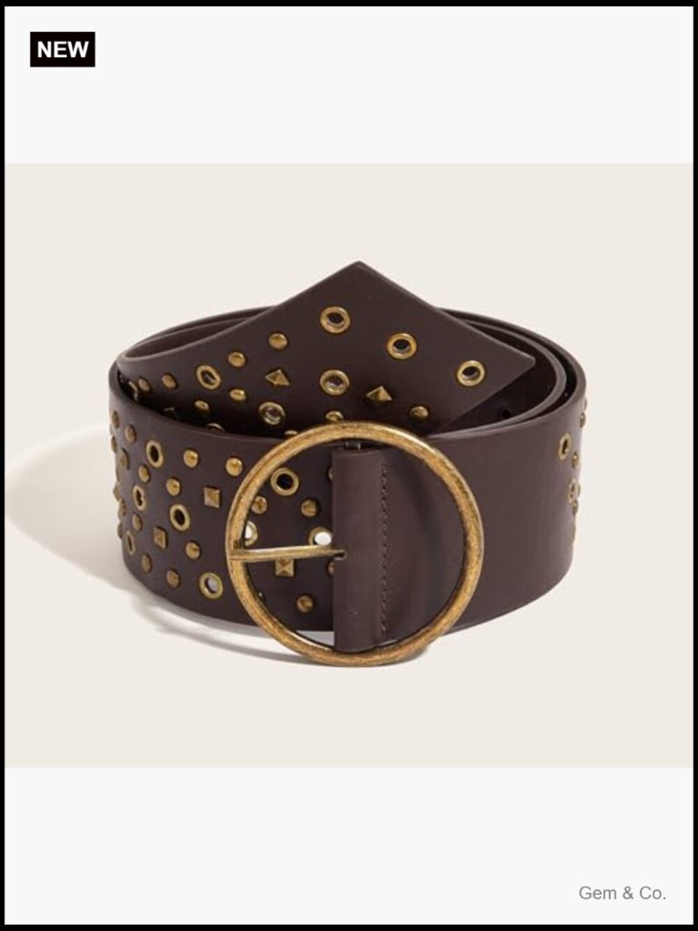 Wide Studded Chunky PU Leather Belt - Boho Concho Belt for Jeans & Dresses - Picture 5 of 7